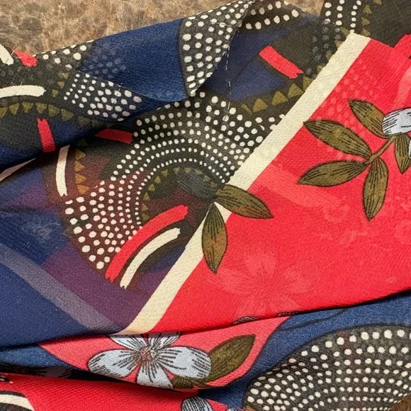 Anthropologie Floral Patterned Hair Scarf Ribbon Bow - Picture 2 of 4